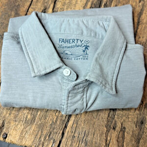 Faherty Sunwashed Polo Shirt Men’s M Organic Cotton Pocket Casual Tee